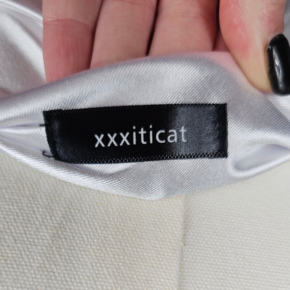 XXXitcat Silver Satin Cowl Neck Midi Slip Dress Spaghetti Strap - Picture 6 of 7